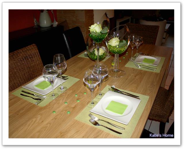 décoration de table ton vert